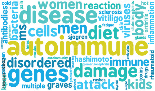 Autoimmune word cloud on a white background. 