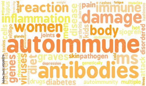 Autoimmune word cloud on a white background. 