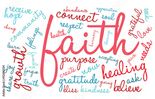 Faith Word Cloud On a White Background. 