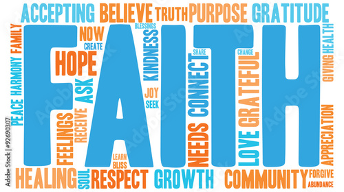 Faith Word Cloud On a White Background. 