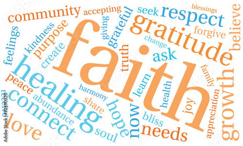 Faith Word Cloud On a White Background. 