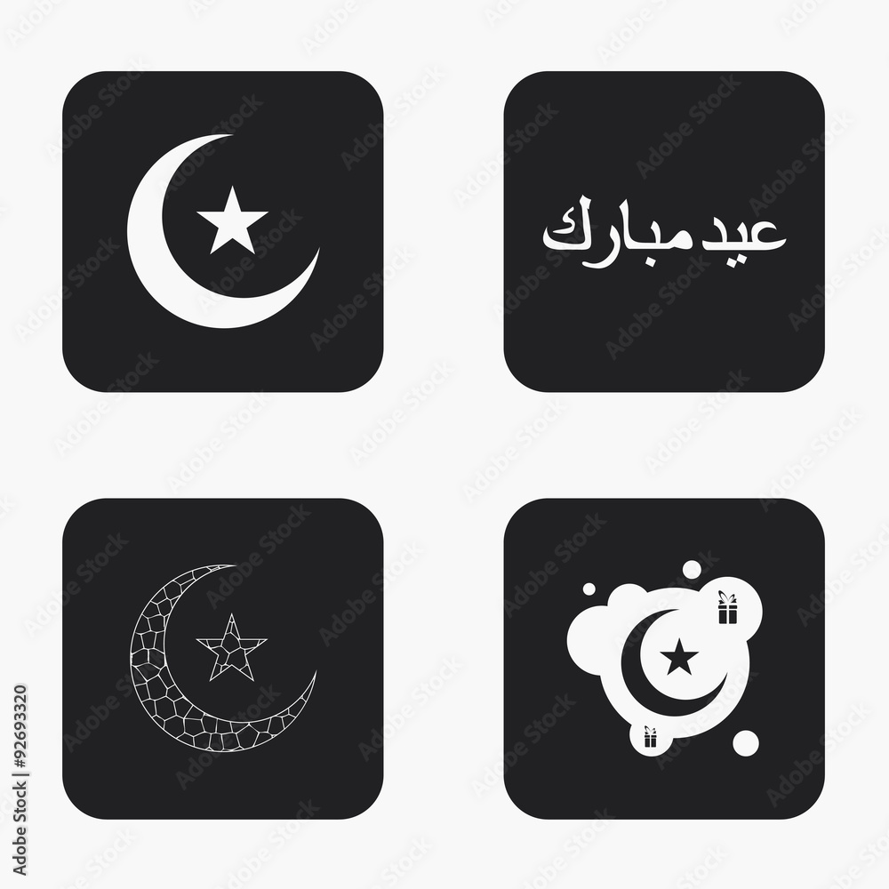Vector modern eid mubarak icons set Vector modern eid mubarak icons set