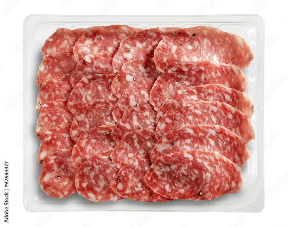 Tray Packaged of Presliced Salame Parma Tray Packaged of Presliced Salame Parma