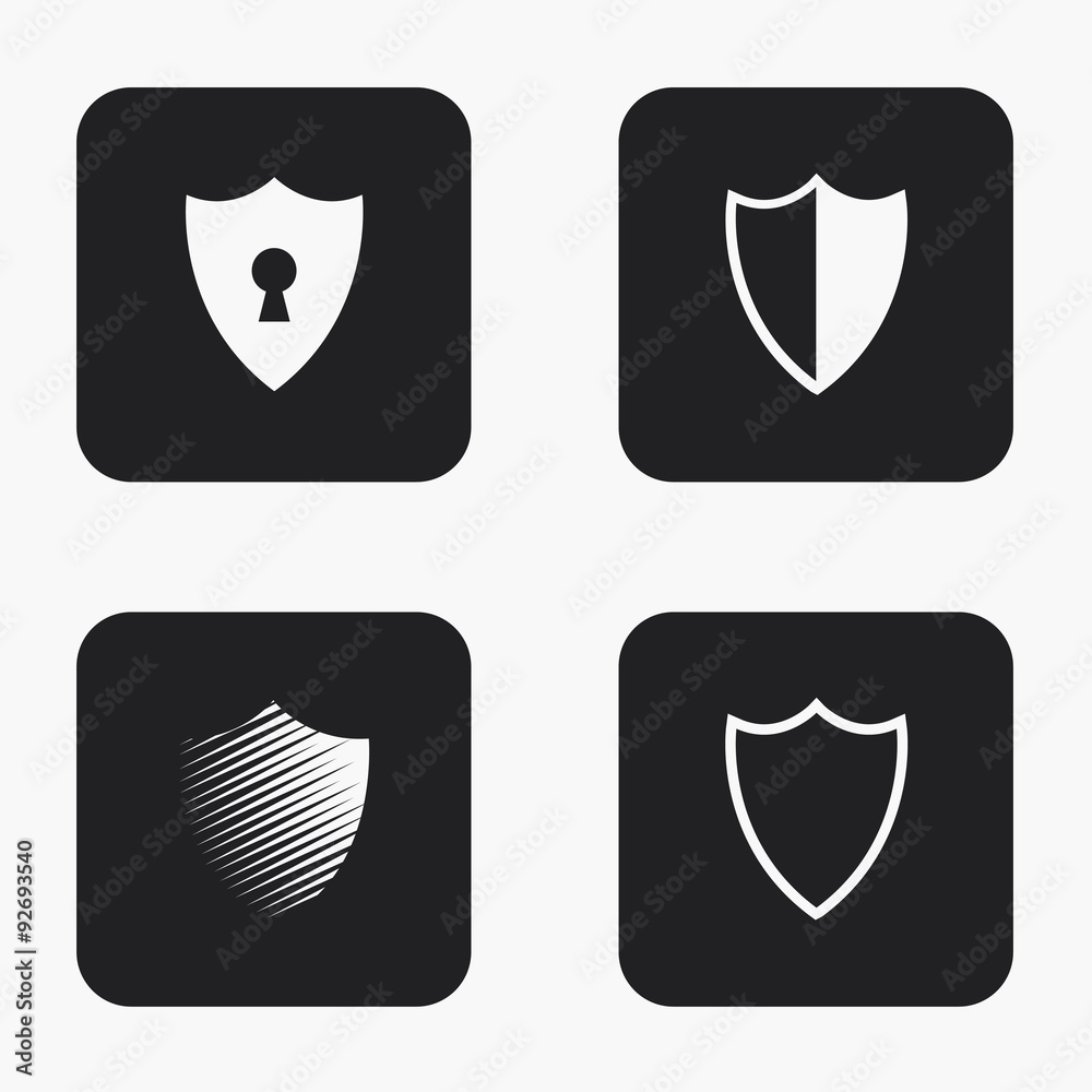 Vector modern shield icons set Vector modern shield icons set