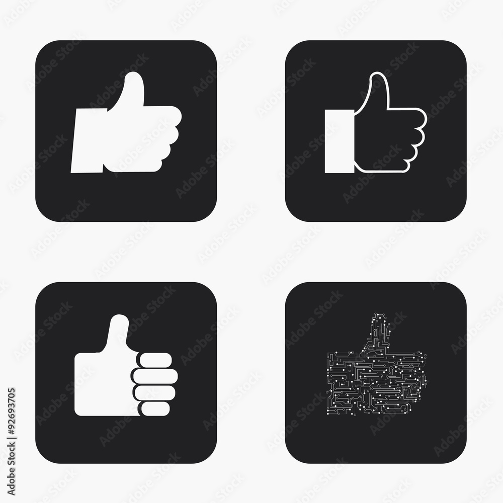 Vector modern thumb up icons set Vector modern thumb up icons set