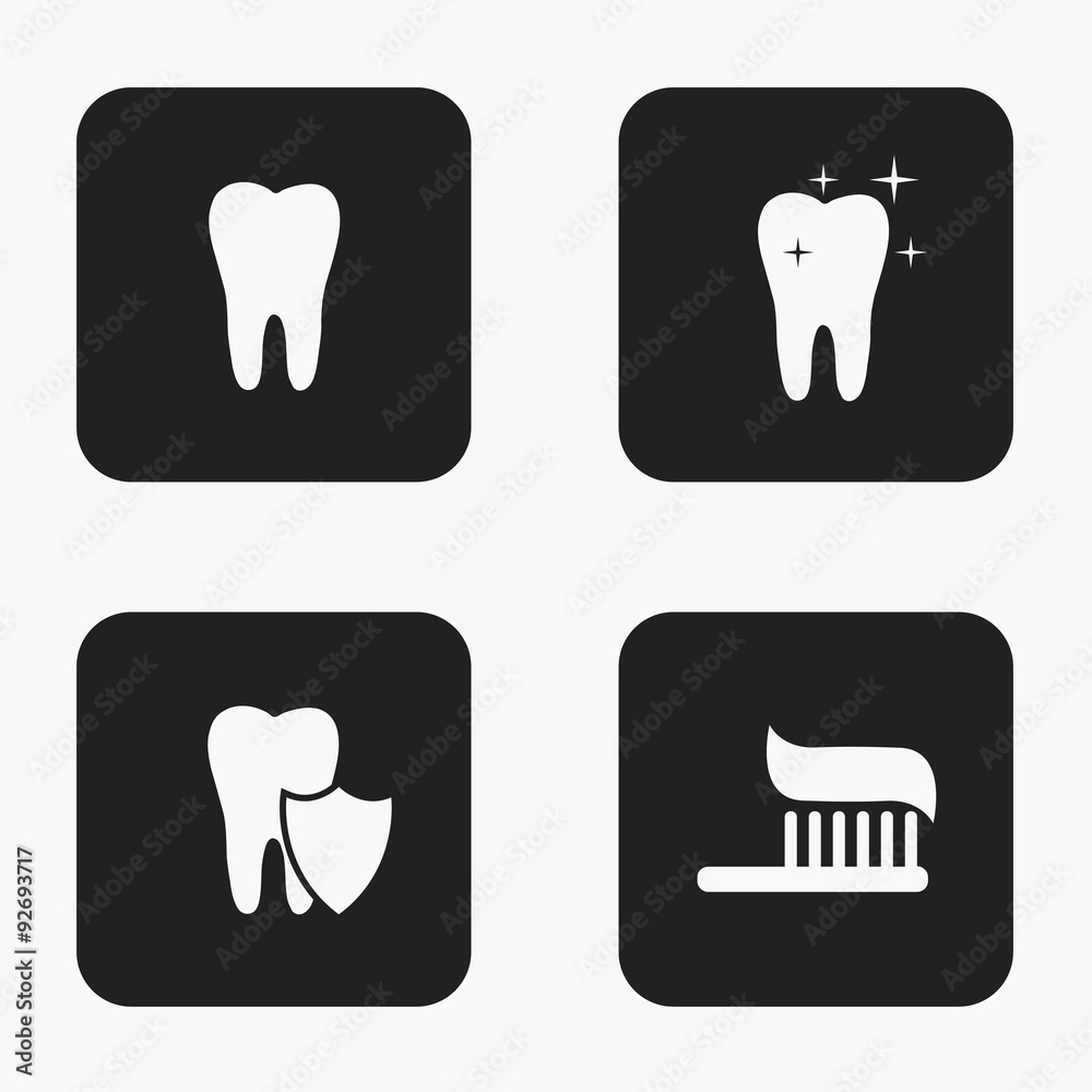 Vector modern tooth icons set Vector modern tooth icons set