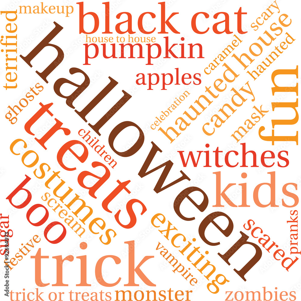 Halloween Word Cloud On a White Background. Halloween Word Cloud On a White Background.