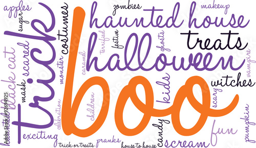 Boo Halloween Word Cloud On a White Background. 