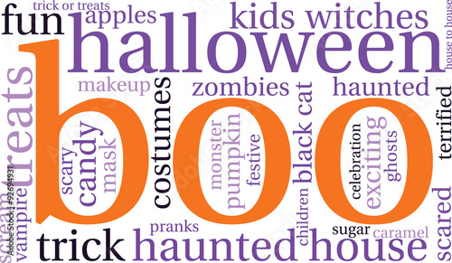 Boo Halloween Word Cloud On a White Background. 