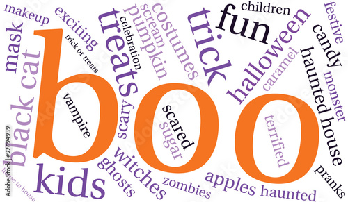 Boo Halloween Word Cloud On a White Background. 
