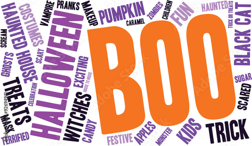 Boo Halloween Word Cloud On a White Background. 