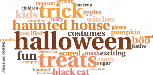 Halloween Word Cloud On a White Background. 