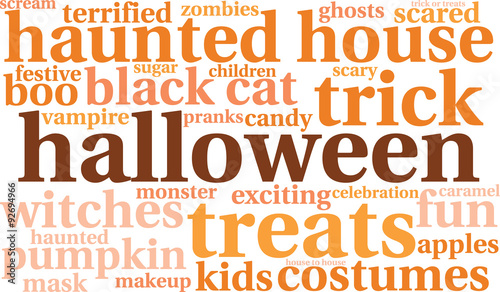 Halloween Word Cloud On a White Background. 