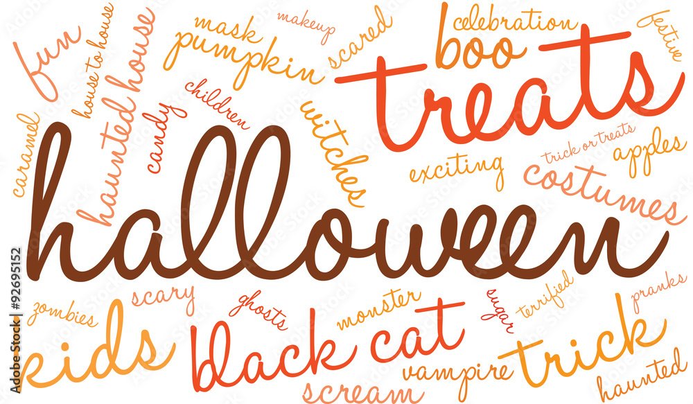 Halloween Word Cloud On a White Background. 