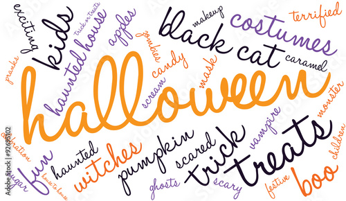 Halloween Word Cloud On a White Background. 