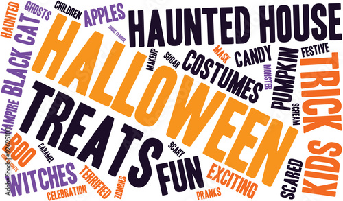 Halloween Word Cloud On a White Background. 