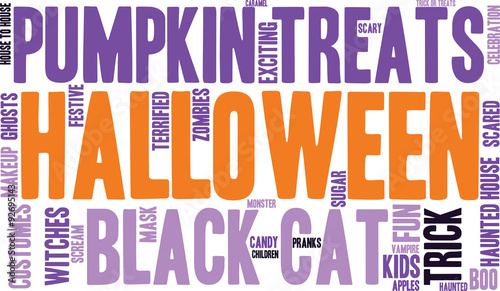 Halloween Word Cloud On a White Background. 