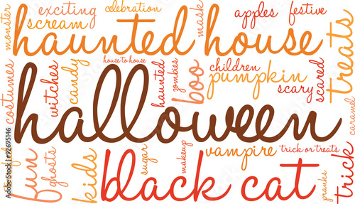 Halloween Word Cloud On a White Background. 