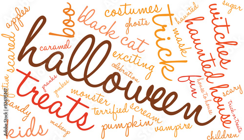 Halloween Word Cloud On a White Background. 