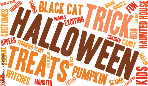 Halloween Word Cloud On a White Background. 