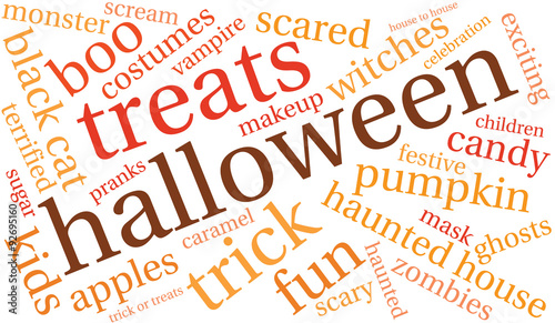Halloween Word Cloud On a White Background. 
