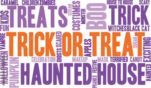 Trick Or Treat Word Cloud On a White Background. 