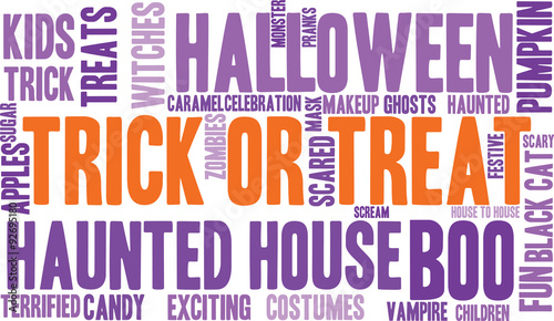 Trick Or Treat Word Cloud On a White Background. 