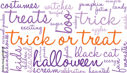 Trick Or Treat Word Cloud On a White Background. 