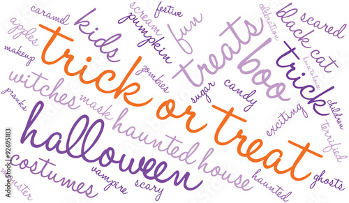 Trick Or Treat Word Cloud On a White Background. 