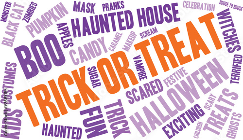 Trick Or Treat Word Cloud On a White Background. 