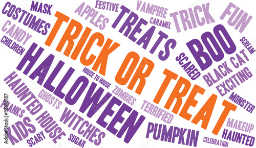 Trick Or Treat Word Cloud On a White Background. 