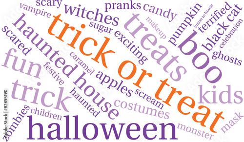 Trick Or Treat Word Cloud On a White Background. 
