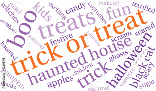 Trick Or Treat Word Cloud On a White Background. 