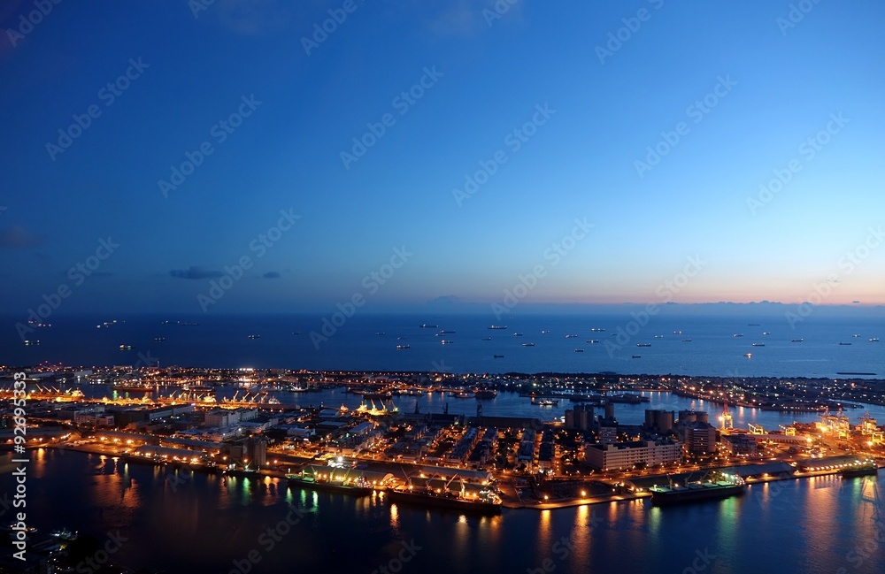 Beautiful View of Kaohsiung Port at Evening Time Beautiful View of Kaohsiung Port at Evening Time
