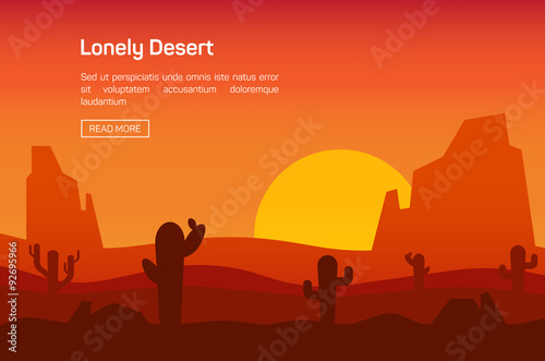 Horizontal banner with lonely desert