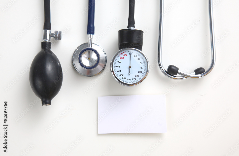 Blood pressure meter medical equipment isolated on white Blood pressure meter medical equipment isolated on white