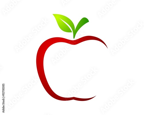 Photo red apple green leaf