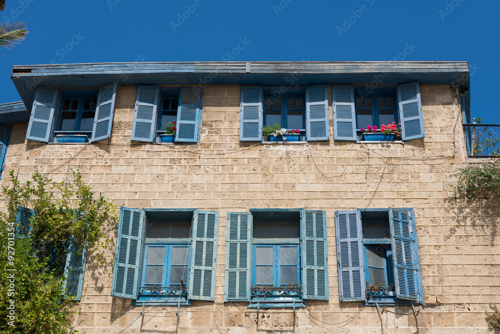 Jaffa house with blue windows