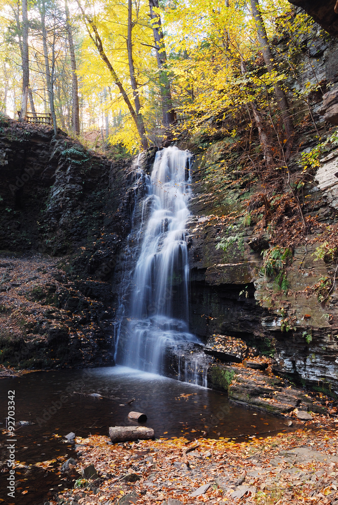 Fototapeta premium Autumn Waterfall in mountain
