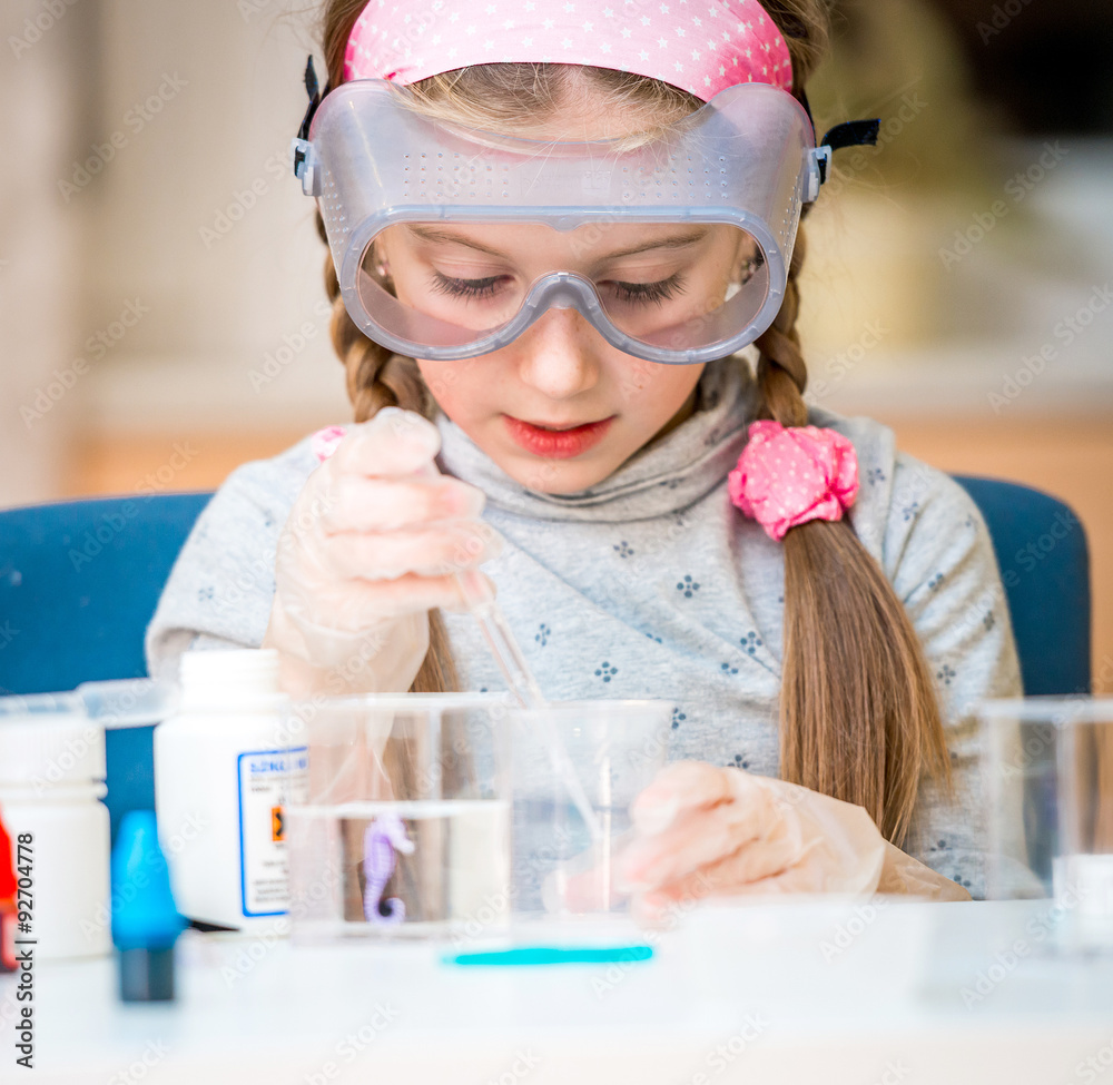 girl with flasks for chemistry girl with flasks for chemistry