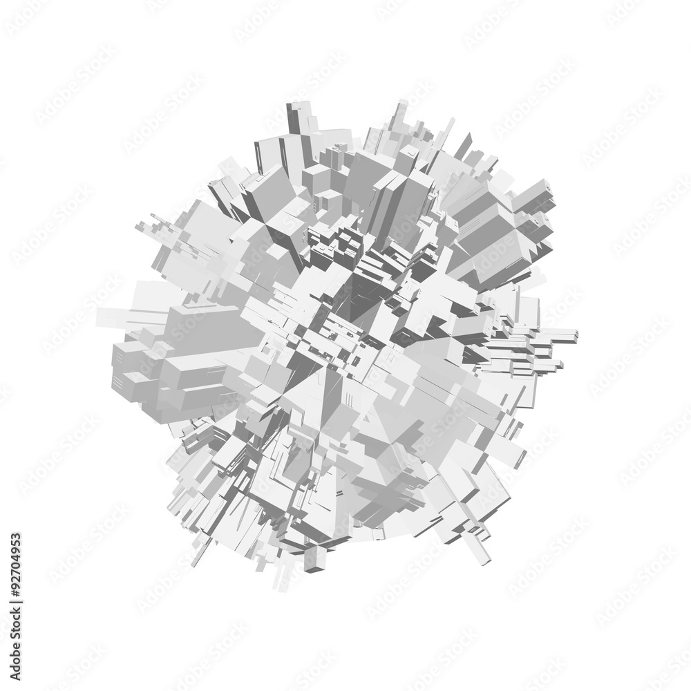 Fototapeta premium 3d object with chaotic extruded shape, isolated