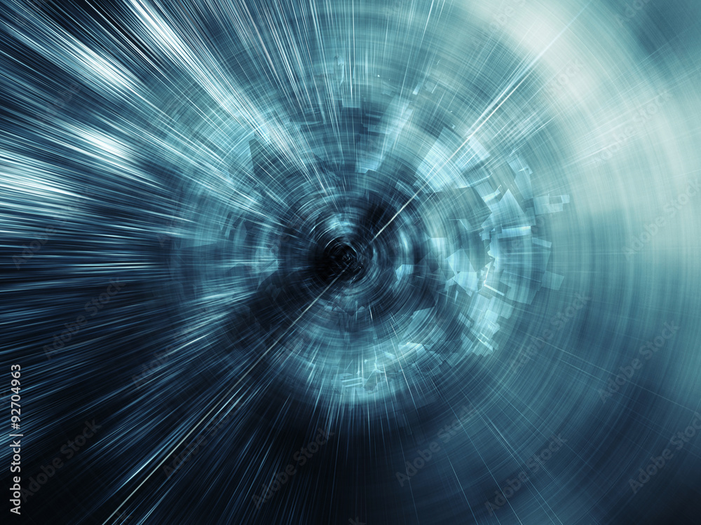 Abstract blue digital background, blurred tunnel 3d Abstract blue digital background, blurred tunnel 3d