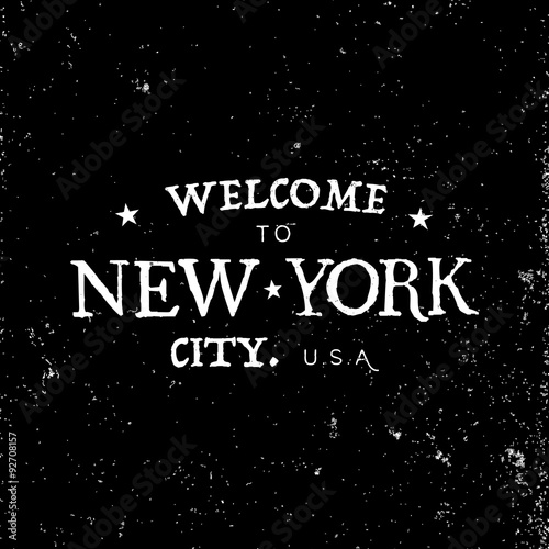 A retro style Welcome To New York text badg