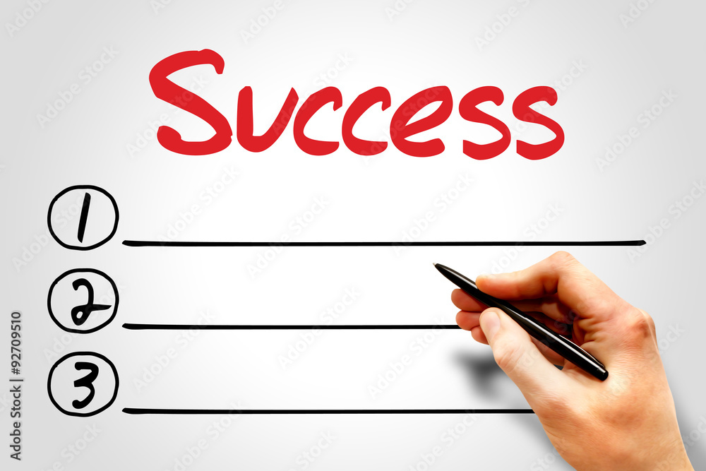 SUCCESS blank list, business concept SUCCESS blank list, business concept