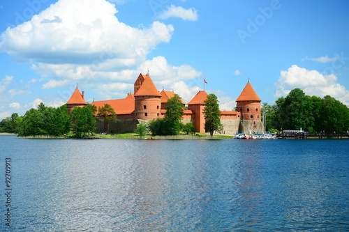 Galves lake,Trakai old red bricks castle view