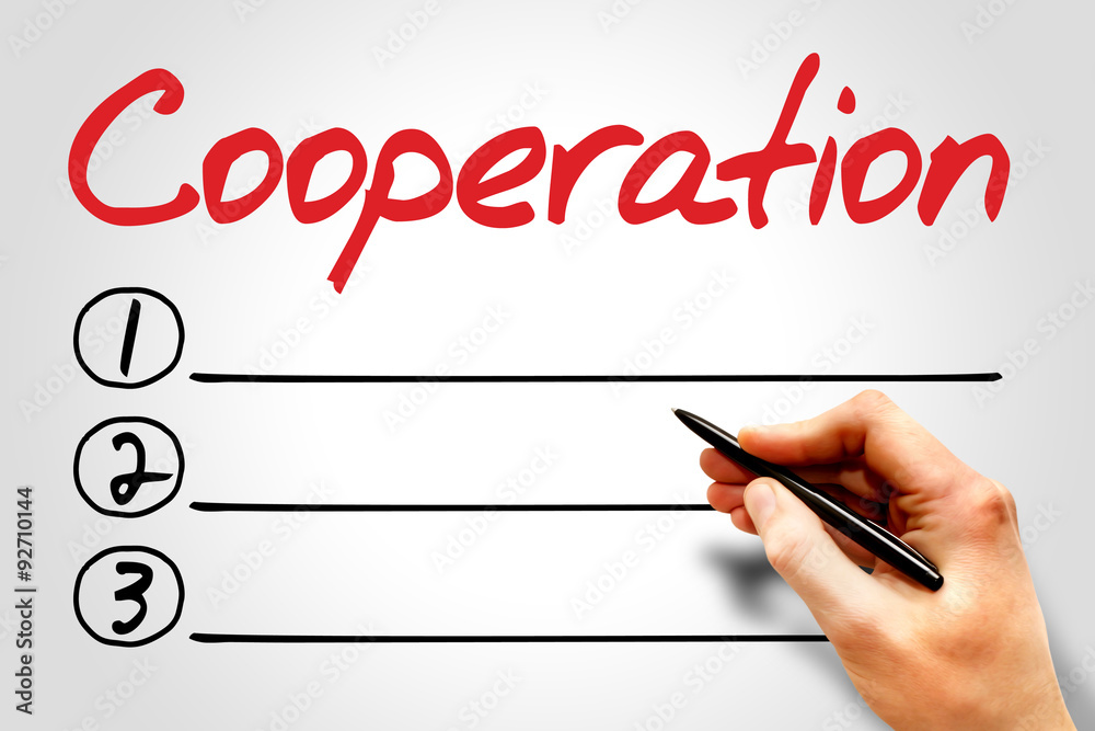 COOPERATION blank list, business concept COOPERATION blank list, business concept