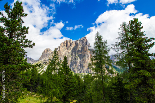 view of the Rosengarten group in the Dolomites, Italy