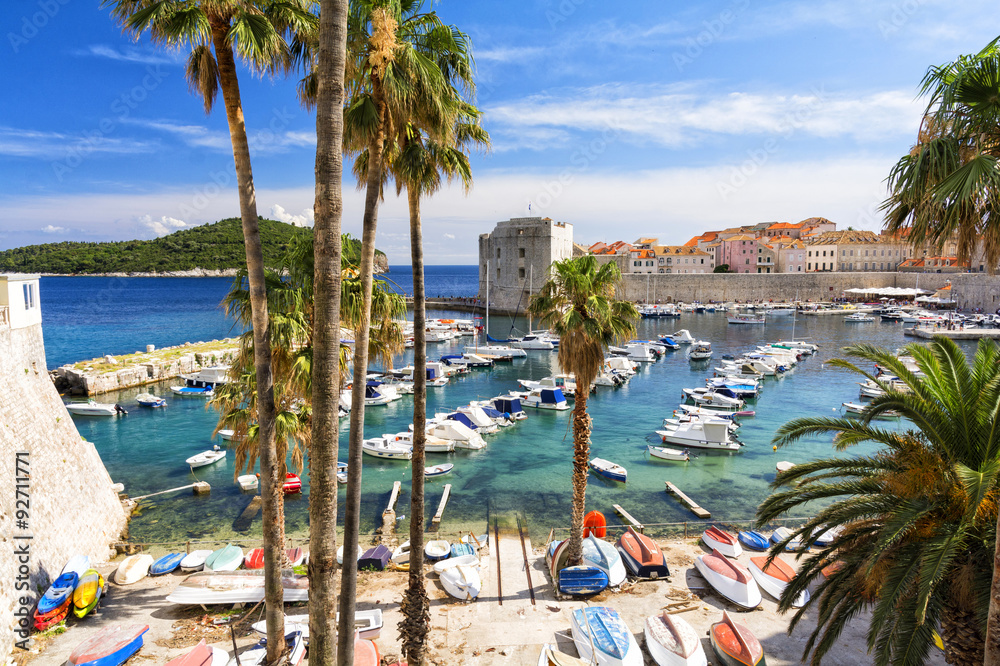 Fototapeta premium View on adriatic sea and Dubrovnik in Dalmatia, Croatia