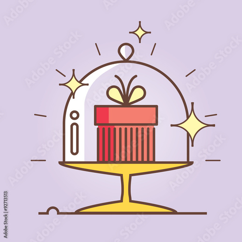 Gifts outline icons set for celebrating card, interface, illustration.