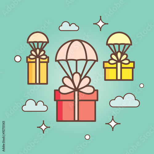 Gifts outline icons set for celebrating card, interface, illustration. Fast delivery.
